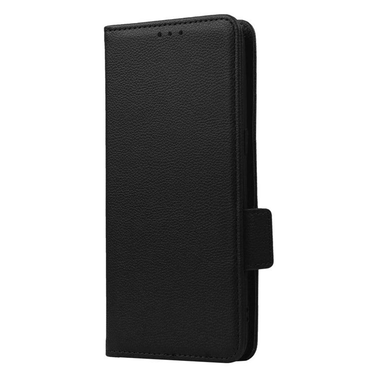 Litchi Texture Phone Case for OnePlus 10T 5G / Ace Pro 5G, Stand Wallet PU Leather Magnetic Clasp Folio Flip Protective Cover - Black
