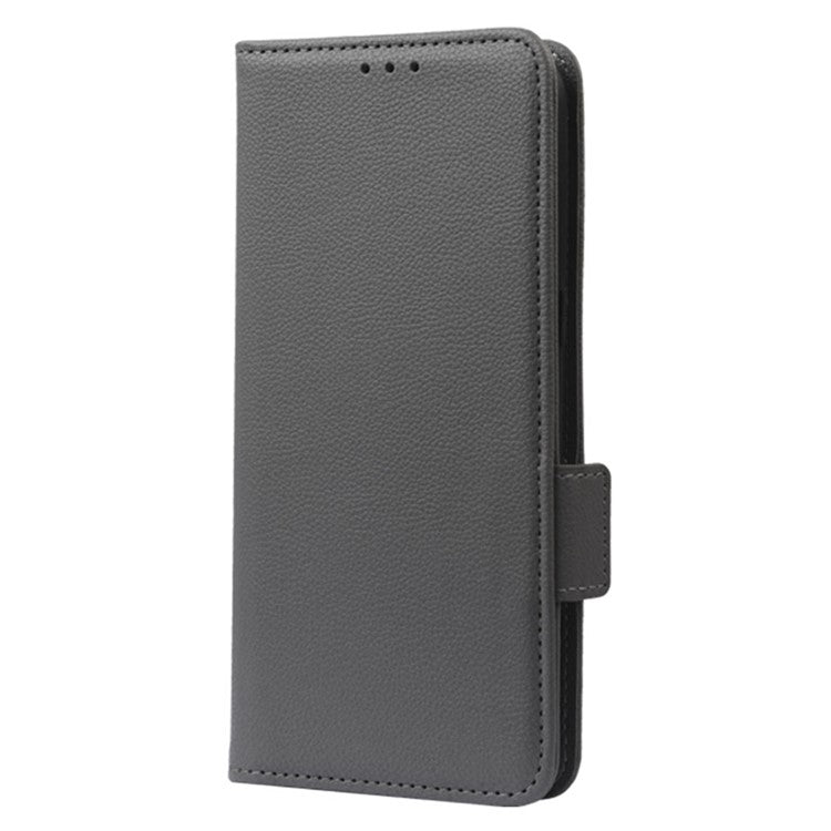 Litchi Texture Phone Case for OnePlus 10T 5G / Ace Pro 5G, Stand Wallet PU Leather Magnetic Clasp Folio Flip Protective Cover - Grey