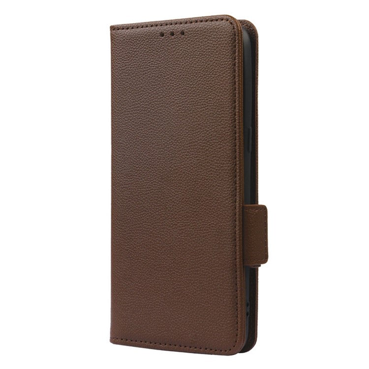 Litchi Texture Phone Case for OnePlus 10T 5G / Ace Pro 5G, Stand Wallet PU Leather Magnetic Clasp Folio Flip Protective Cover - Brown