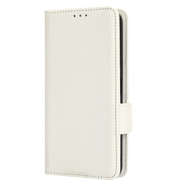 Anti-drop Litchi Texture Phone Cover for Honor 70 Lite 5G / X6 4G / Honor Play6C / X8 5G PU Leather Dual Magnetic Clasp Flip Wallet Case - White