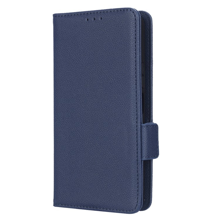 Anti-drop Litchi Texture Phone Cover for Honor 70 Lite 5G / X6 4G / Honor Play6C / X8 5G PU Leather Dual Magnetic Clasp Flip Wallet Case - Dark Blue