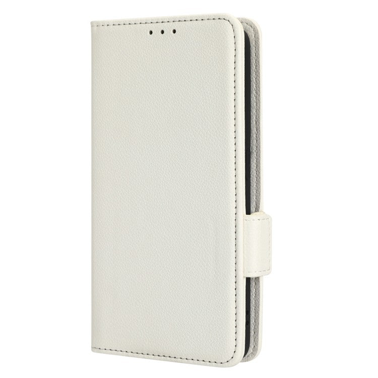 PU Leather Magnetic Clasp Phone Case For Oppo Reno8 5G (Global Version) Litchi Texture Protective Phone Cover with Stand Wallet - White