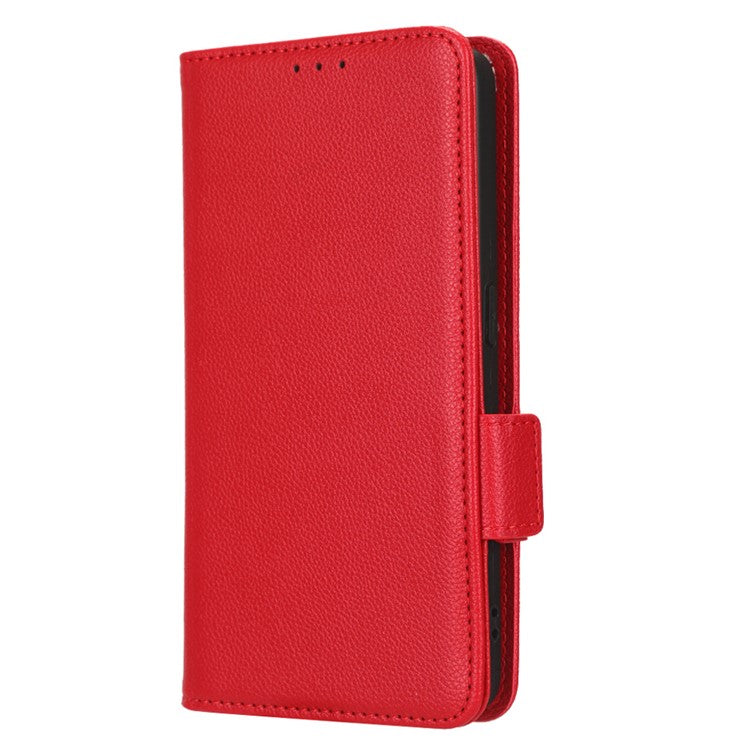 PU Leather Magnetic Clasp Phone Case For Oppo Reno8 5G (Global Version) Litchi Texture Protective Phone Cover with Stand Wallet - Red