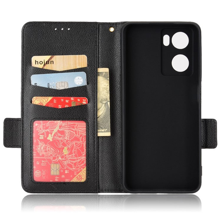 PU Leather Phone Case for Oppo A77 4G / A57 4G / A57e 4G / A57s 4G / A57 (CPH2387) (Taiwan Version), Litchi Texture Stand Wallet Phone Cover - Black