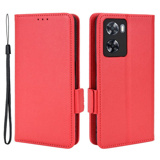 PU Leather Phone Case for Oppo A77 4G / A57 4G / A57e 4G / A57s 4G / A57 (CPH2387) (Taiwan Version), Litchi Texture Stand Wallet Phone Cover - Red