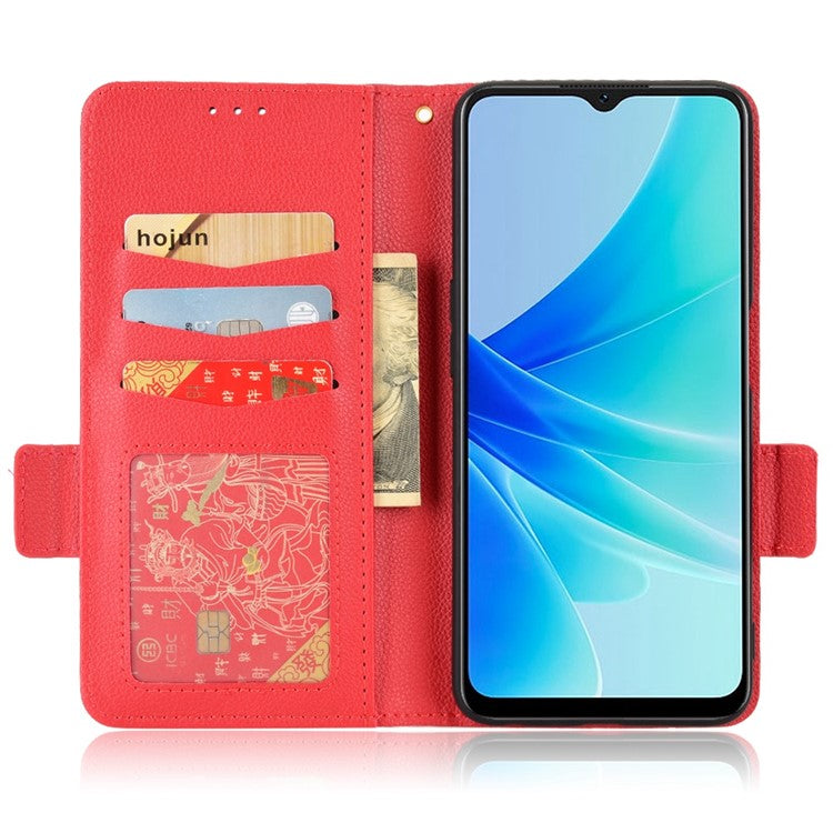PU Leather Phone Case for Oppo A77 4G / A57 4G / A57e 4G / A57s 4G / A57 (CPH2387) (Taiwan Version), Litchi Texture Stand Wallet Phone Cover - Red
