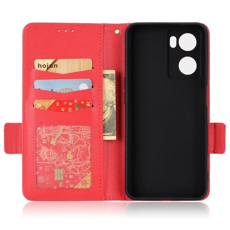 PU Leather Phone Case for Oppo A77 4G / A57 4G / A57e 4G / A57s 4G / A57 (CPH2387) (Taiwan Version), Litchi Texture Stand Wallet Phone Cover - Red