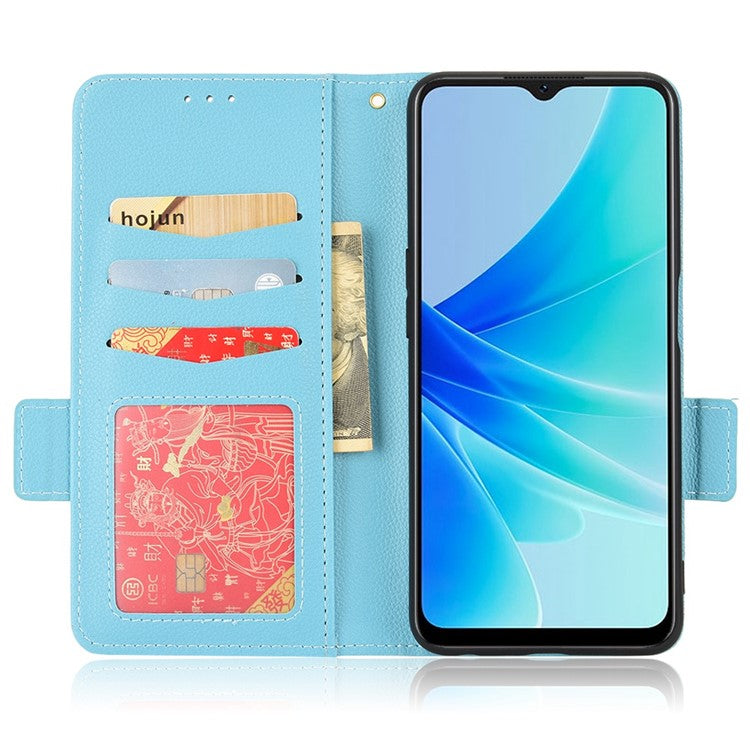 PU Leather Phone Case for Oppo A77 4G / A57 4G / A57e 4G / A57s 4G / A57 (CPH2387) (Taiwan Version), Litchi Texture Stand Wallet Phone Cover - Baby Blue