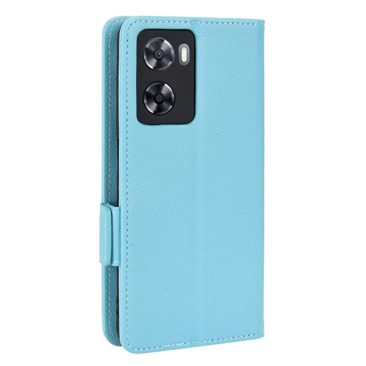 PU Leather Phone Case for Oppo A77 4G / A57 4G / A57e 4G / A57s 4G / A57 (CPH2387) (Taiwan Version), Litchi Texture Stand Wallet Phone Cover - Baby Blue