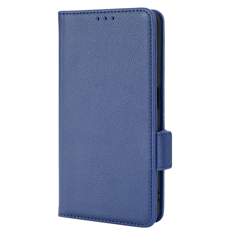 PU Leather Phone Case for Oppo A77 4G / A57 4G / A57e 4G / A57s 4G / A57 (CPH2387) (Taiwan Version), Litchi Texture Stand Wallet Phone Cover - Dark Blue