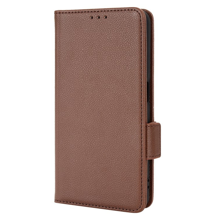 PU Leather Phone Case for Oppo A77 4G / A57 4G / A57e 4G / A57s 4G / A57 (CPH2387) (Taiwan Version), Litchi Texture Stand Wallet Phone Cover - Brown