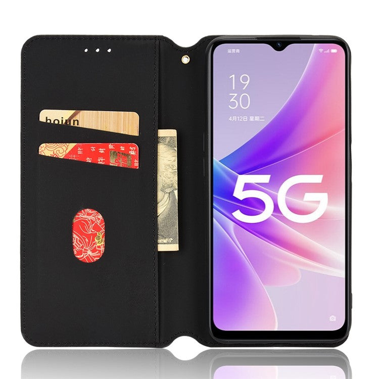 For OnePlus Nord N300 5G Rhombus Pattern Imprinted Magnetic Closure Stand Cover PU Leather Flip Wallet Phone Case - Brown