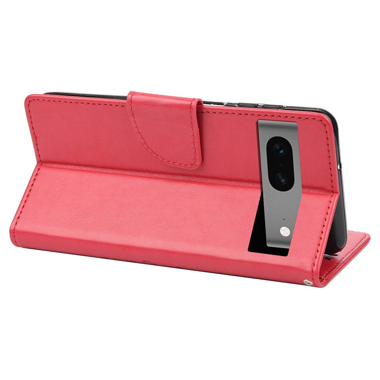 For Google Pixel 7 5G Imprinting Flower Butterflies Phone Cover PU Leather Anti-scratch Wallet Stand Case - Red