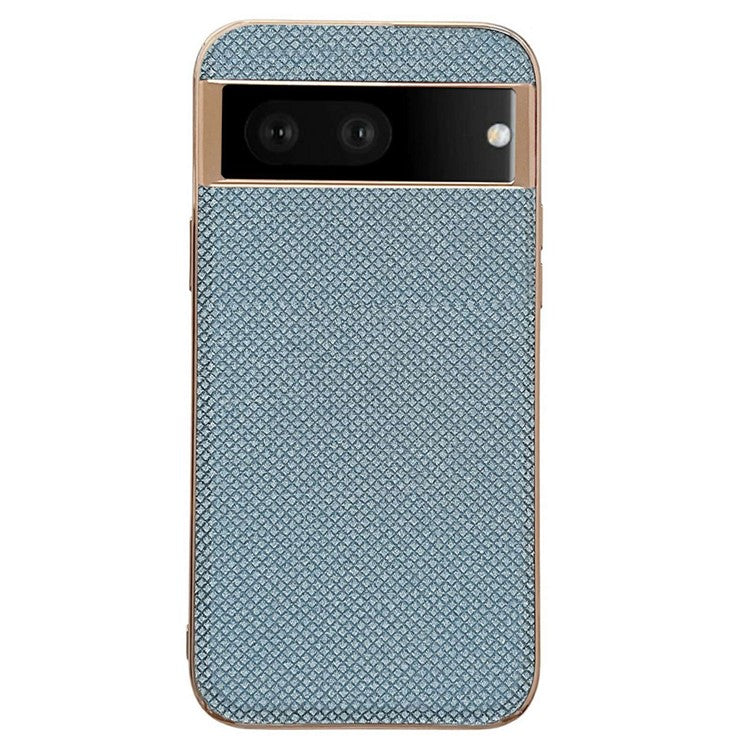For Google Pixel 6a Electroplating Phone Case Rhinestone Decorated TPU+PU Leather Protective Cover - Blue