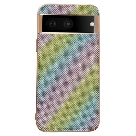 For Google Pixel 6a Electroplating Phone Case Rhinestone Decorated TPU+PU Leather Protective Cover - Multi-color