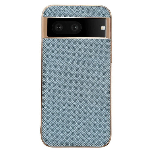 Electroplating Phone Case for Google Pixel 7 5G Rhinestone Decorated Shockproof Case TPU+PU Leather Phone Cover - Blue
