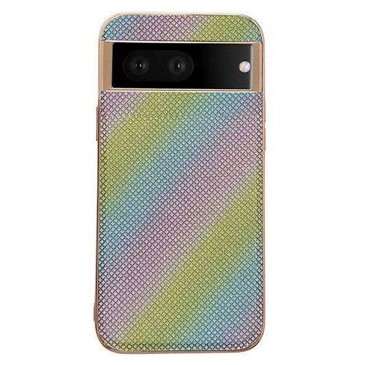 Electroplating Phone Case for Google Pixel 7 5G Rhinestone Decorated Shockproof Case TPU+PU Leather Phone Cover - Multi-color