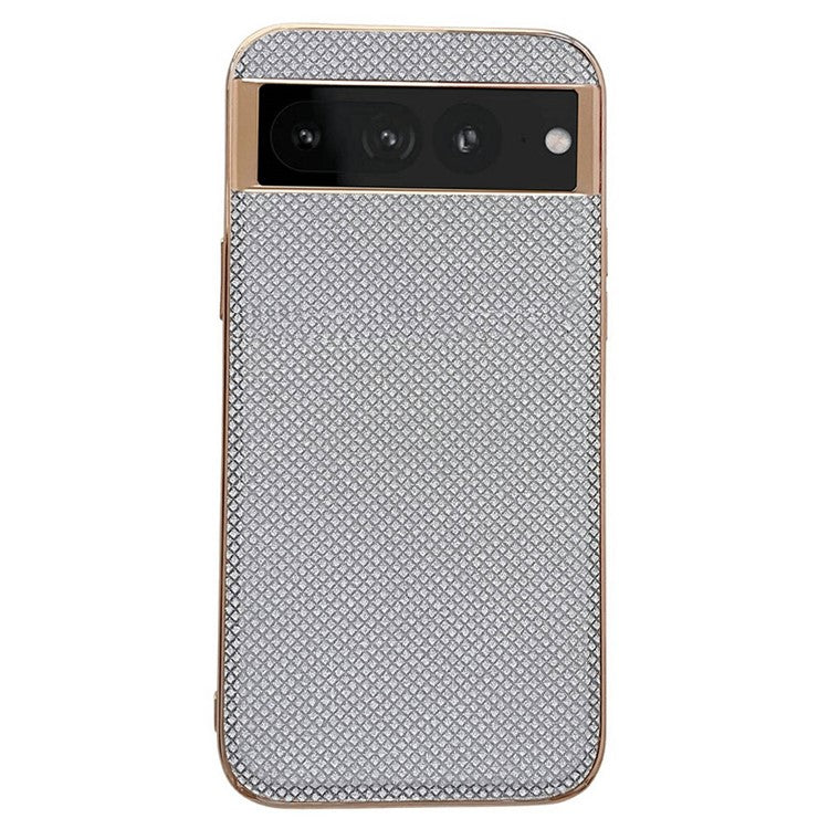For Google Pixel 7 Pro 5G Phone Case Rhinestone Decorated Electroplating Anti-Drop Phone Shell TPU+PU Leather Cover - Silver
