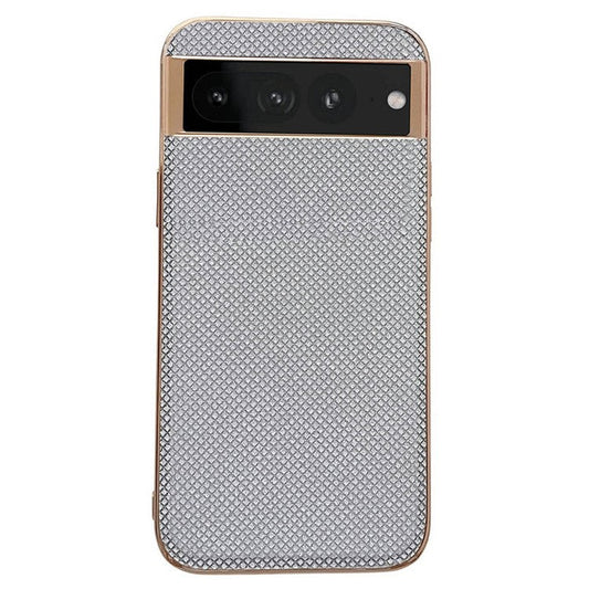 For Google Pixel 7 Pro 5G Phone Case Rhinestone Decorated Electroplating Anti-Drop Phone Shell TPU+PU Leather Cover - Silver