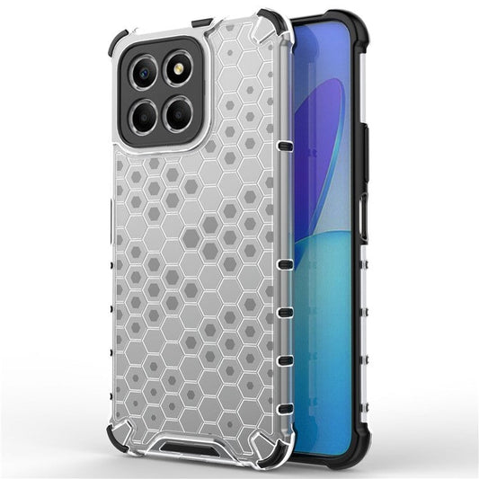 Anti-Drop Phone Case for Honor X8 5G Shockproof Slim Case Honeycomb Textured TPU + PC Phone Cover - Grey