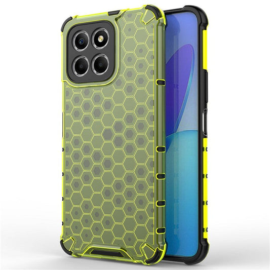 Anti-Drop Phone Case for Honor X8 5G Shockproof Slim Case Honeycomb Textured TPU + PC Phone Cover - Green