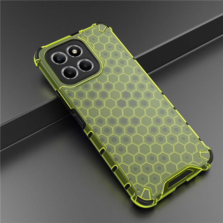 Anti-Drop Phone Case for Honor X8 5G Shockproof Slim Case Honeycomb Textured TPU + PC Phone Cover - Green
