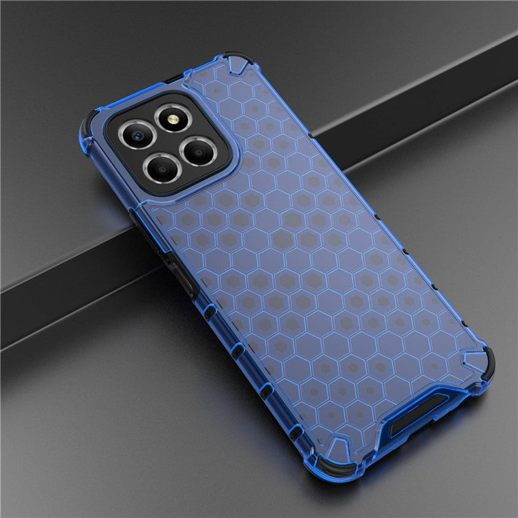 Anti-Drop Phone Case for Honor X8 5G Shockproof Slim Case Honeycomb Textured TPU + PC Phone Cover - Blue