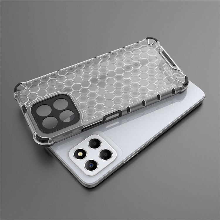Anti-Drop Phone Case for Honor X8 5G Shockproof Slim Case Honeycomb Textured TPU + PC Phone Cover - Blue