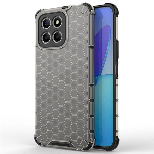 Anti-Drop Phone Case for Honor X8 5G Shockproof Slim Case Honeycomb Textured TPU + PC Phone Cover - Black