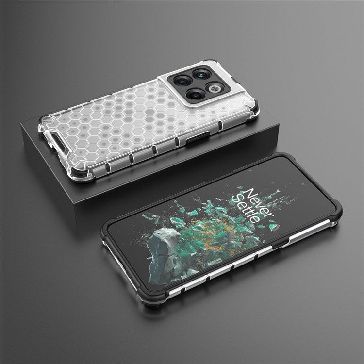 For OnePlus 10T 5G / Ace Pro 5G Phone Case Honeycomb Textured Shockproof Case TPU + PC Phone Cover - Grey