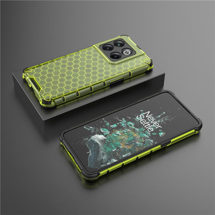 For OnePlus 10T 5G / Ace Pro 5G Phone Case Honeycomb Textured Shockproof Case TPU + PC Phone Cover - Green