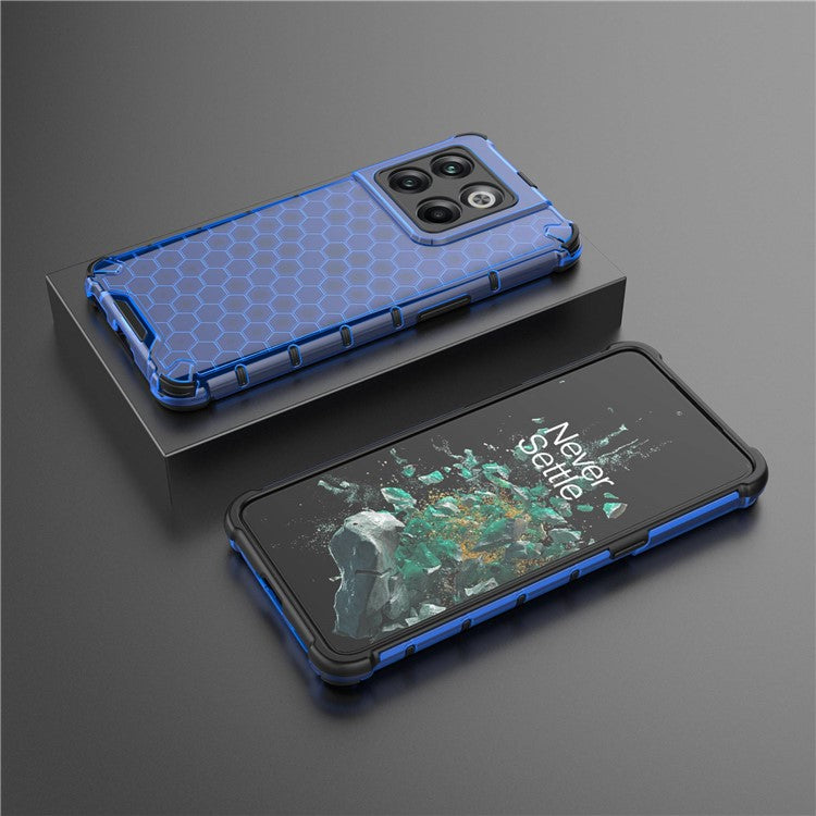 For OnePlus 10T 5G / Ace Pro 5G Phone Case Honeycomb Textured Shockproof Case TPU + PC Phone Cover - Blue
