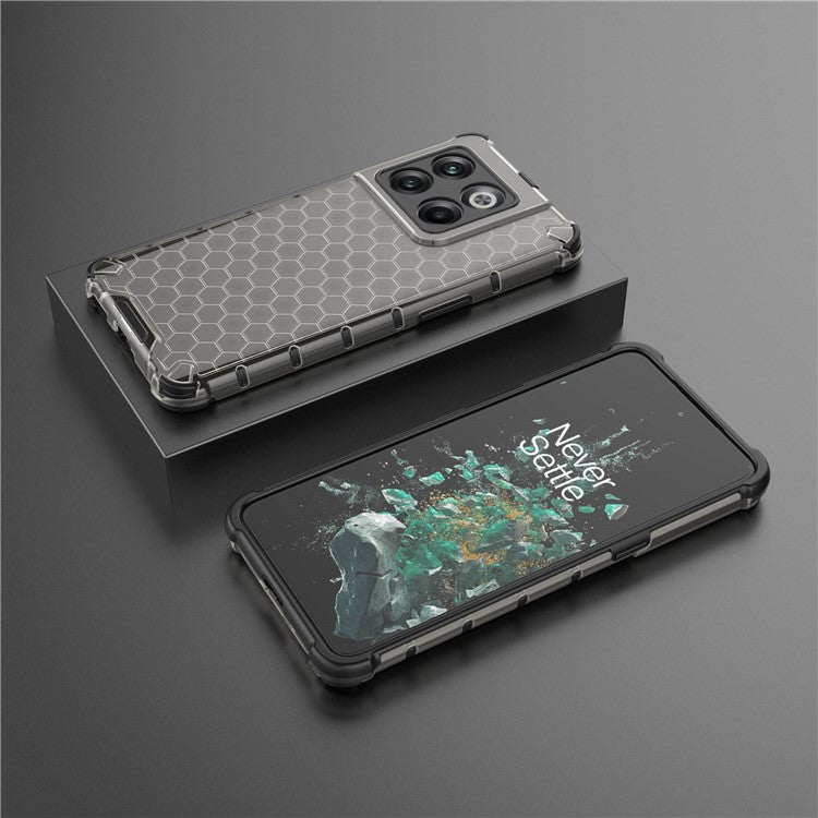 For OnePlus 10T 5G / Ace Pro 5G Phone Case Honeycomb Textured Shockproof Case TPU + PC Phone Cover - Black