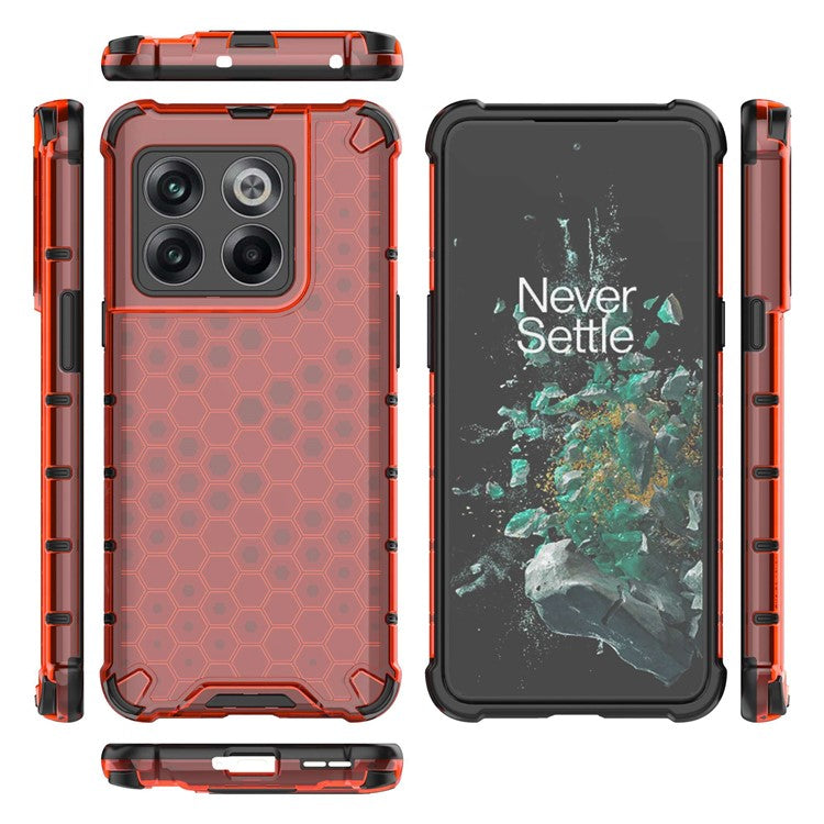 For OnePlus 10T 5G / Ace Pro 5G Phone Case Honeycomb Textured Shockproof Case TPU + PC Phone Cover - Red