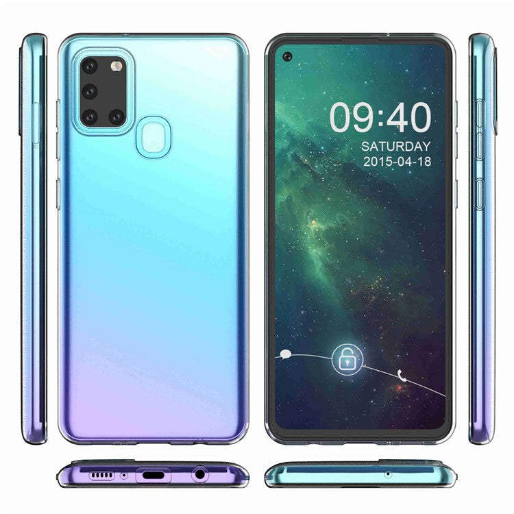 Transparent Soft TPU Phone Case for Samsung Galaxy A21s, Slim Anti-fingerprint Phone Back Cover Shell