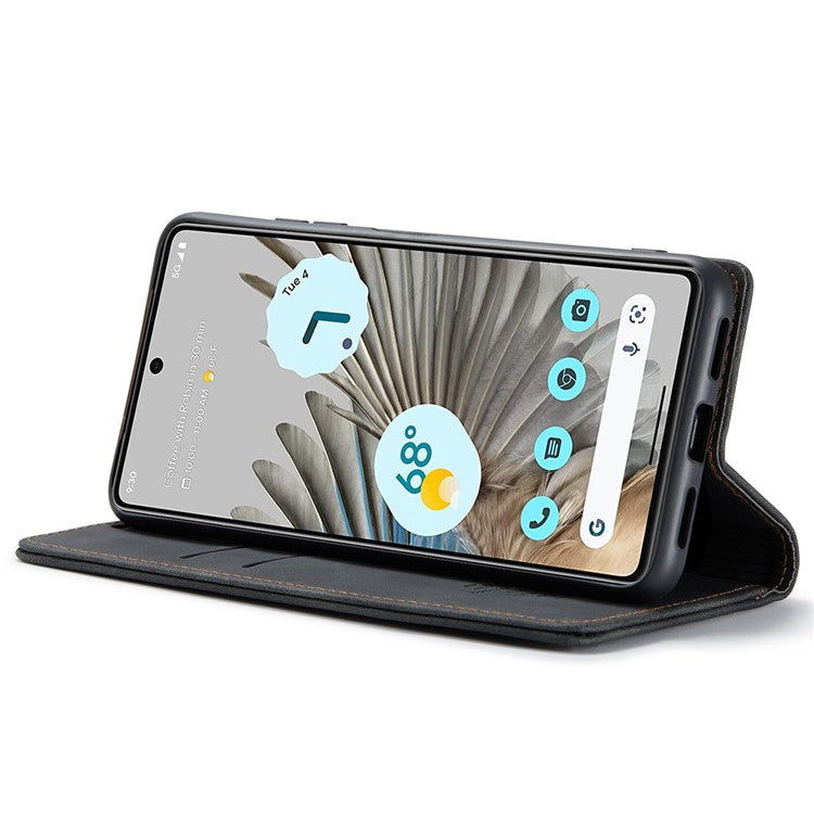 CASEME 013 Series for Google Pixel 7 Pro 5G Full Protection Phone Case PU Leather Flip Wallet Cover Stand Magnetic Auto-absorbed Shell - Black