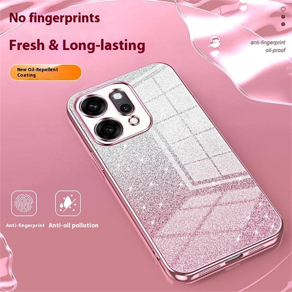 For Oppo Reno14 Pro 5G (Global) Case Electroplating Gradient Glitter TPU Phone Cover - Pink
