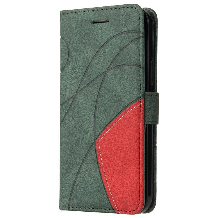 KT Leather Series-1 Anti-fall Phone Cover For OnePlus Ace Pro 5G / 10T 5G Dual-color Splicing PU Leather Phone Wallet Case Stand with Strap - Green