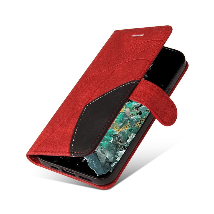 KT Leather Series-1 Anti-fall Phone Cover For OnePlus Ace Pro 5G / 10T 5G Dual-color Splicing PU Leather Phone Wallet Case Stand with Strap - Red