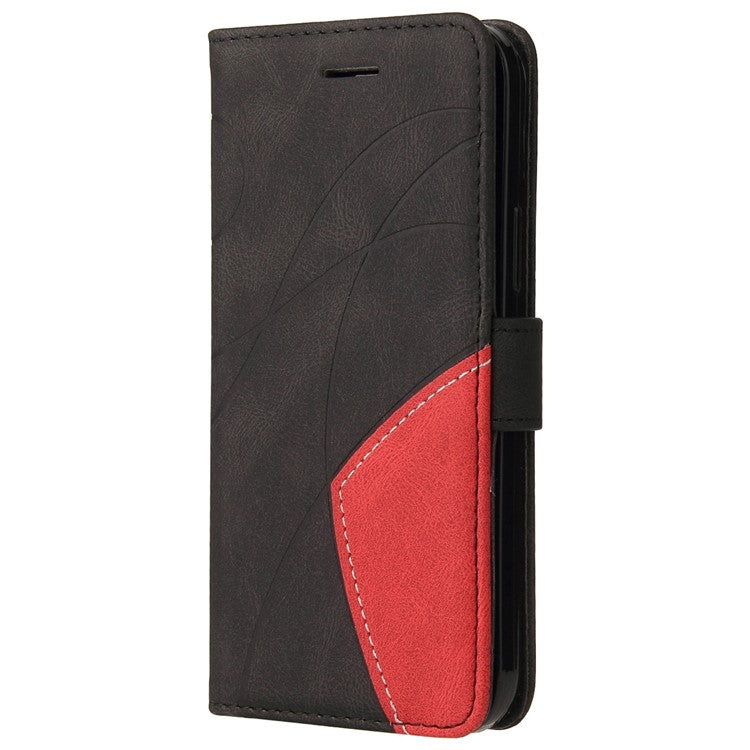 KT Leather Series-1 Anti-fall Phone Cover For OnePlus Ace Pro 5G / 10T 5G Dual-color Splicing PU Leather Phone Wallet Case Stand with Strap - Black