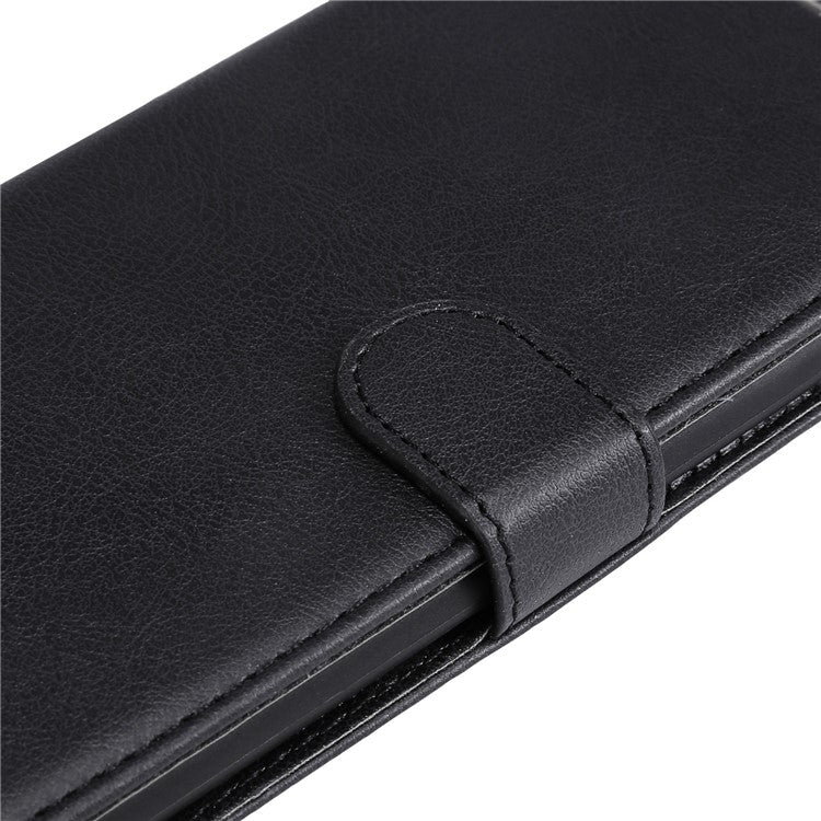 KT Leather Series-2 Shockproof Phone Case for Honor X40 5G / X9a 5G / Magic5 Lite 5G , PU Leather Flip Wallet Cover Solid Color Magnetic Closure Stand Phone Shell with Strap - Black