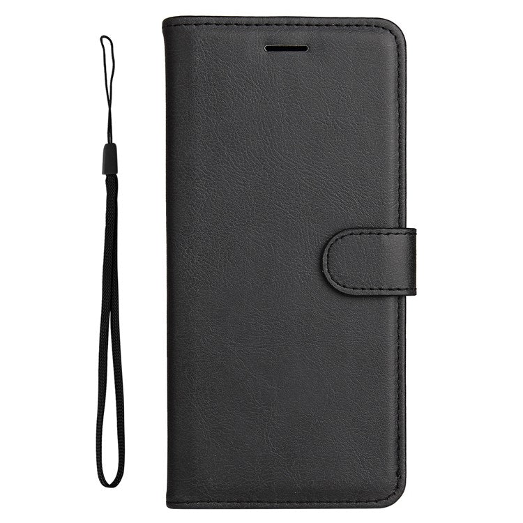KT Leather Series-2 Shockproof Phone Case for Honor X40 5G / X9a 5G / Magic5 Lite 5G , PU Leather Flip Wallet Cover Solid Color Magnetic Closure Stand Phone Shell with Strap - Black
