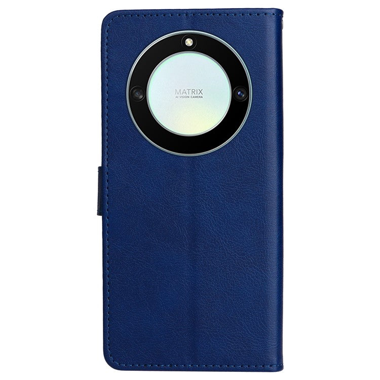 KT Leather Series-2 Shockproof Phone Case for Honor X40 5G / X9a 5G / Magic5 Lite 5G , PU Leather Flip Wallet Cover Solid Color Magnetic Closure Stand Phone Shell with Strap - Blue