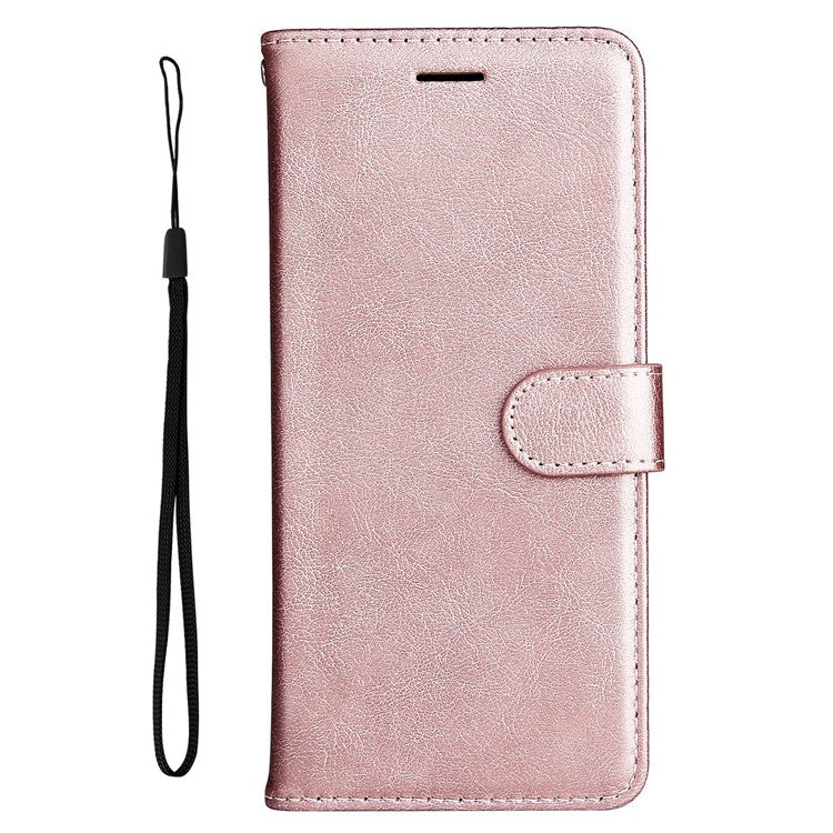KT Leather Series-2 Shockproof Phone Case for Honor X40 5G / X9a 5G / Magic5 Lite 5G , PU Leather Flip Wallet Cover Solid Color Magnetic Closure Stand Phone Shell with Strap - Rose Gold