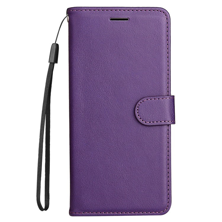 KT Leather Series-2 Phone Case for Honor X8 4G, All-round Shockproof PU Leather Flip Wallet Cover Solid Color Magnetic Closure Stand Phone Shell with Strap - Purple