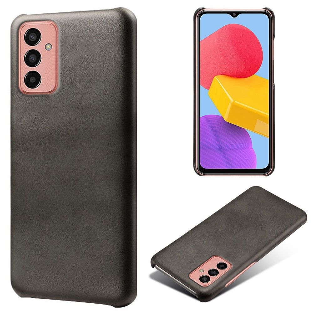 For Samsung Galaxy M13 4G Mobile Phone Cover, Anti-drop Calf Textured PU Leather Coated PC Phone Case - Black