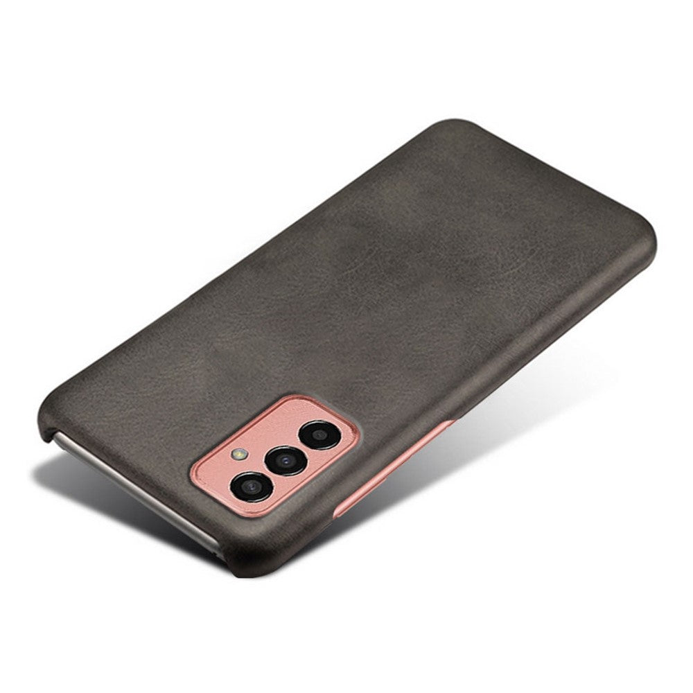 For Samsung Galaxy M13 4G Mobile Phone Cover, Anti-drop Calf Textured PU Leather Coated PC Phone Case - Black