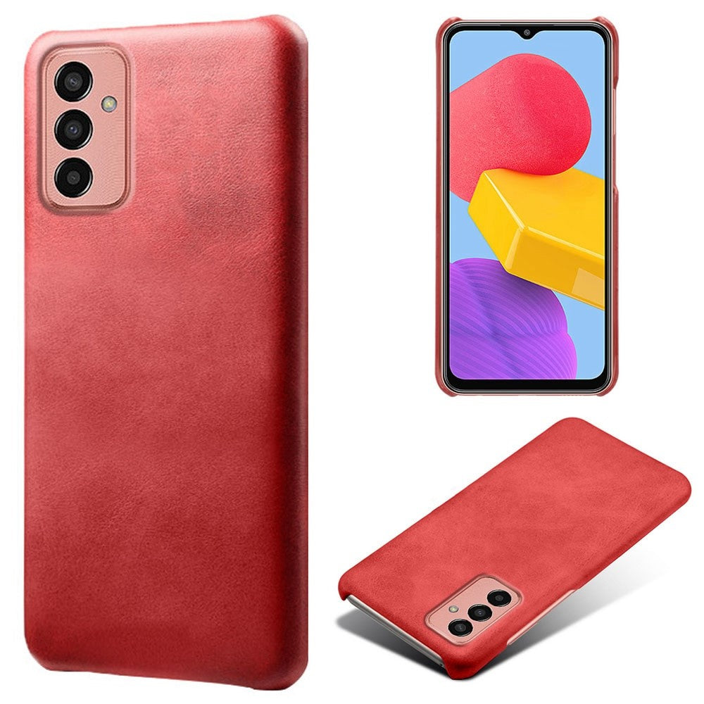 For Samsung Galaxy M13 4G Mobile Phone Cover, Anti-drop Calf Textured PU Leather Coated PC Phone Case - Red