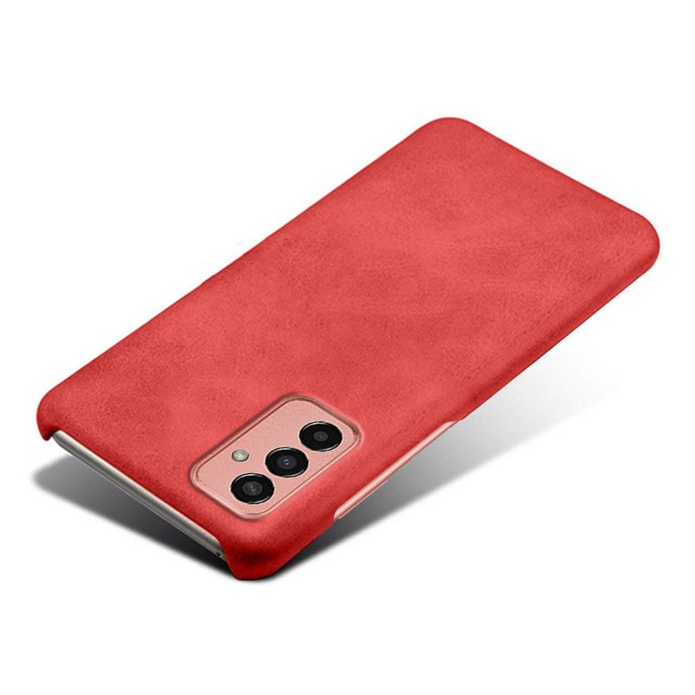For Samsung Galaxy M13 4G Mobile Phone Cover, Anti-drop Calf Textured PU Leather Coated PC Phone Case - Red