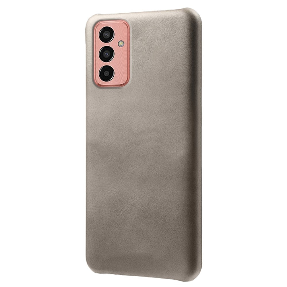 For Samsung Galaxy M13 4G Mobile Phone Cover, Anti-drop Calf Textured PU Leather Coated PC Phone Case - Grey